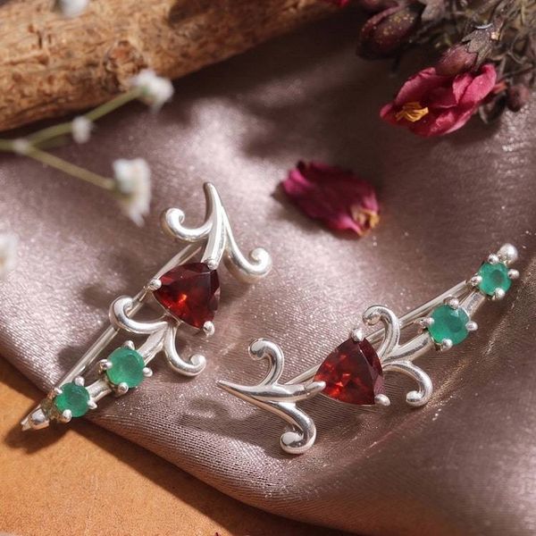 Alternate image for Vintage-Inspired Garnet Green Onyx and Silver Drop Earrings Royal Cascade