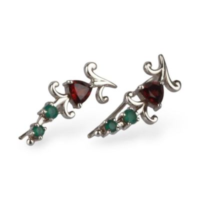 Alternate image for Vintage-Inspired Garnet Green Onyx and Silver Drop Earrings Royal Cascade