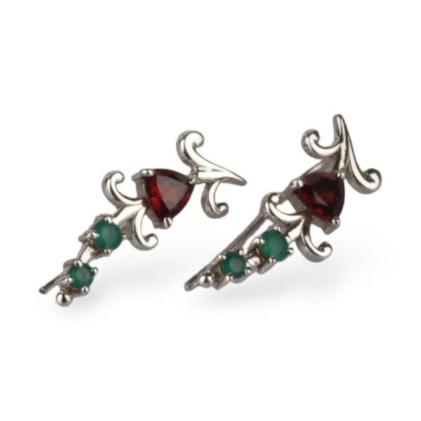 Alternate image for Vintage-Inspired Garnet Green Onyx and Silver Drop Earrings Royal Cascade