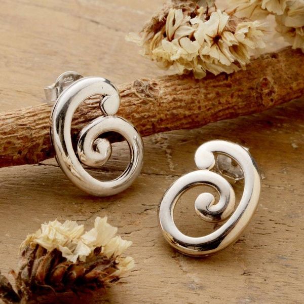 Alternate image for Sculptural Swirl-Inspired Sterling Silver Drop Earrings Wonderful Whirlwind