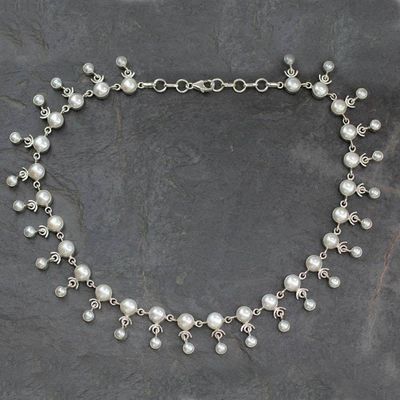 Alternate image for Bridal Jewelry Sterling Silver Pearl Waterfall Necklace Gratitude