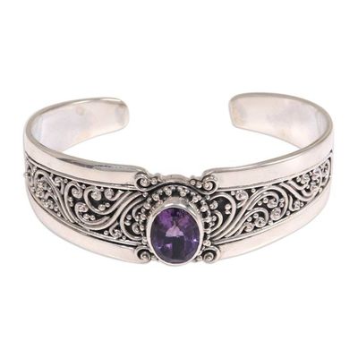 Alternate image for Amethyst and Sterling Silver Balinese Style Cuff Bracelet Twilight Goddess