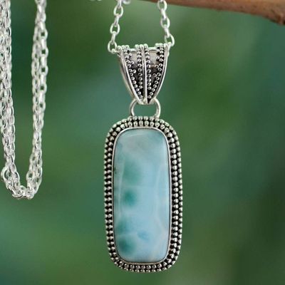 Primary image for Handcrafted Sterling Silver Turquoise Colored Necklace Serene Sea