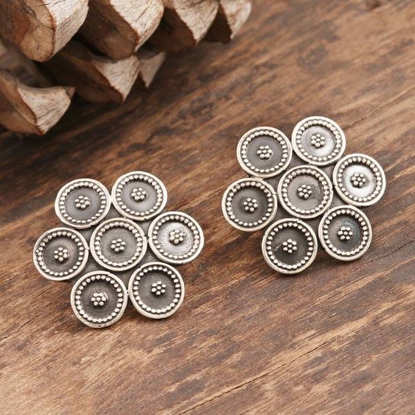 Alternate image for Sterling Silver Button Earrings Modern Flower Modern Flower
