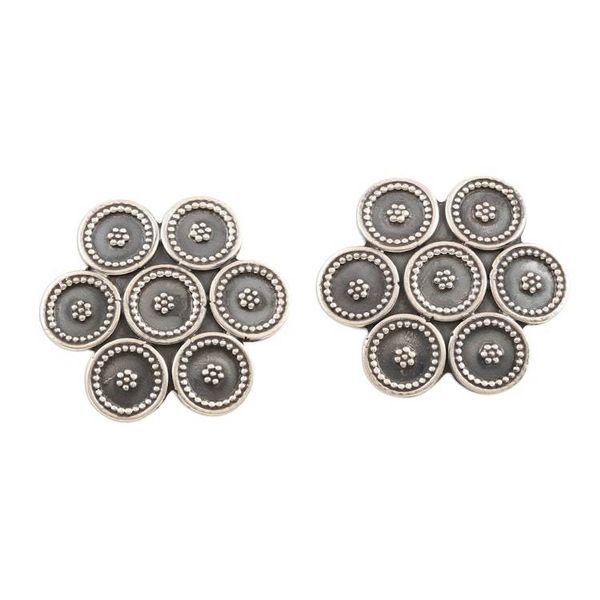 Alternate image for Sterling Silver Button Earrings Modern Flower Modern Flower