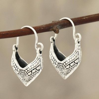 Primary image for Pointed Sterling Silver Hoop Earrings from India Pointed Dew