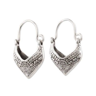 Alternate image for Pointed Sterling Silver Hoop Earrings from India Pointed Dew