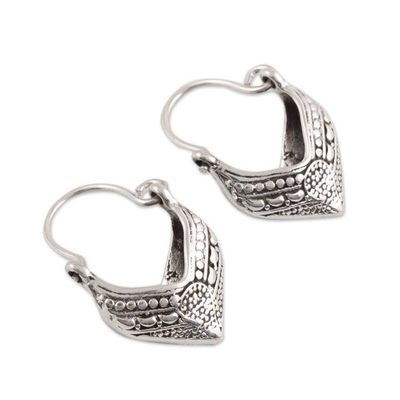Alternate image for Pointed Sterling Silver Hoop Earrings from India Pointed Dew