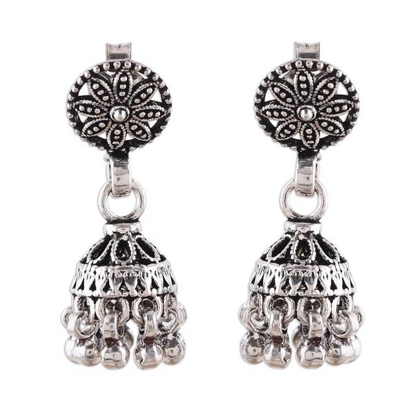 Alternate image for Floral Jhumki Sterling Silver Chandelier Earrings from India Flowering Jhumki