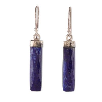 Alternate image for High-Polished Minimalist Lapis Lazuli Dangle Earrings Fragments of Intellect