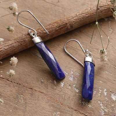 Alternate image for High-Polished Minimalist Lapis Lazuli Dangle Earrings Fragments of Intellect