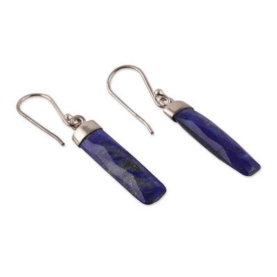 Alternate image for High-Polished Minimalist Lapis Lazuli Dangle Earrings Fragments of Intellect