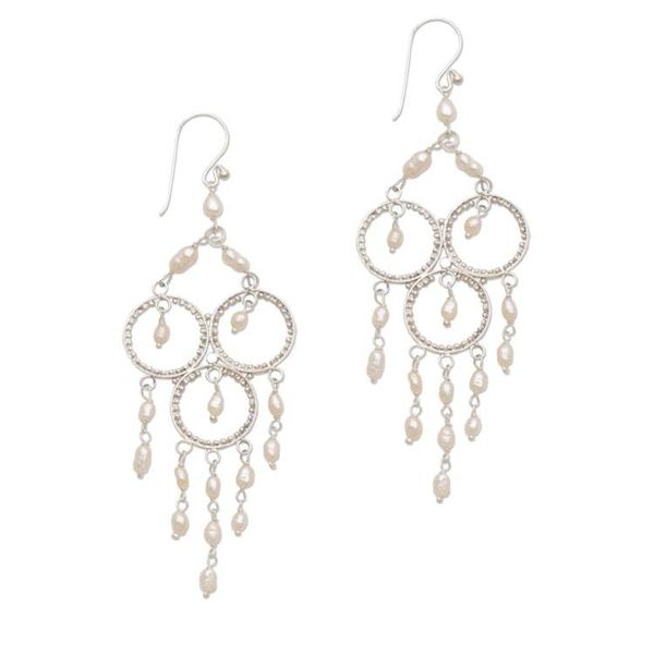 Alternate image for Sterling Silver Pearl Chandelier Earrings Rose Cascade