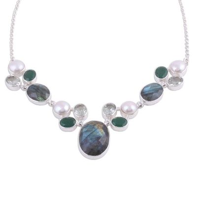 Alternate image for Artisan Crafted Multi-Gemstone Pendant Necklace from India Entrancing Princess