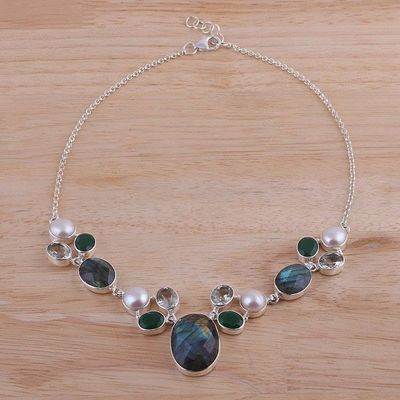 Alternate image for Artisan Crafted Multi-Gemstone Pendant Necklace from India Entrancing Princess