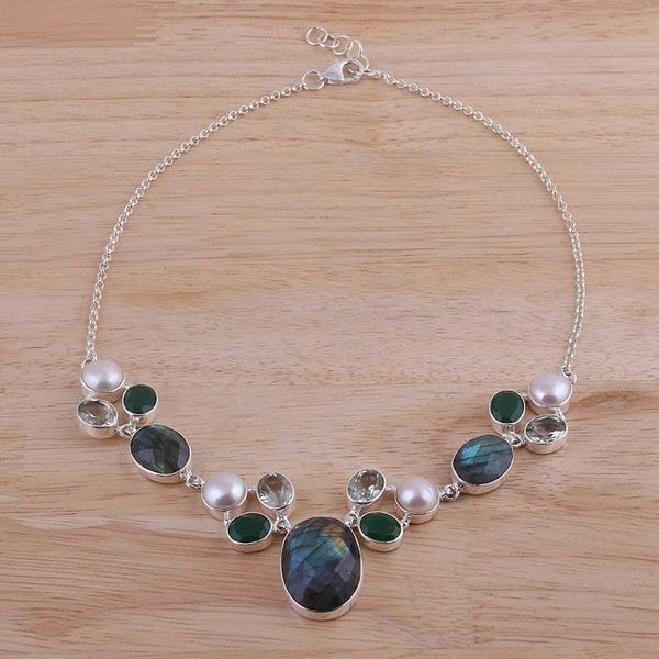 Alternate image for Artisan Crafted Multi-Gemstone Pendant Necklace from India Entrancing Princess