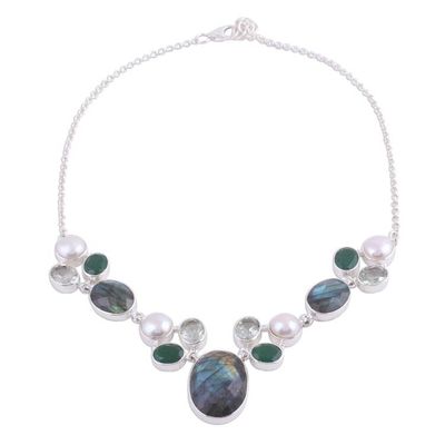 Alternate image for Artisan Crafted Multi-Gemstone Pendant Necklace from India Entrancing Princess