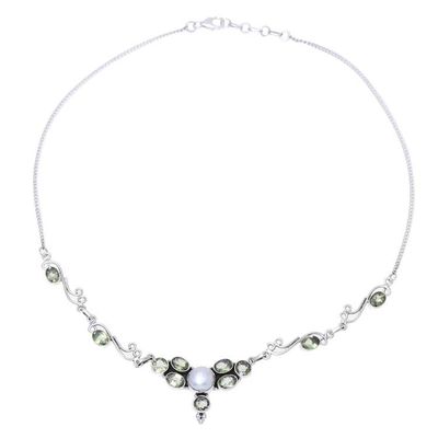 Alternate image for Peridot and Cultured Pearl Pendant Necklace from India Green Grove