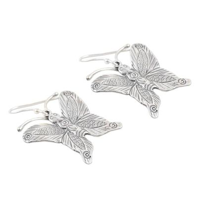 Alternate image for Sterling Silver Dangle Earrings with Shiny Butterflies Silver Transformation
