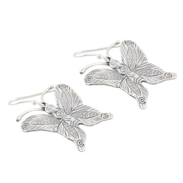 Alternate image for Sterling Silver Dangle Earrings with Shiny Butterflies Silver Transformation