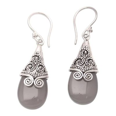 Alternate image for Balinese Style Brown Chalcedony Dangle Earrings Dusky Mountain