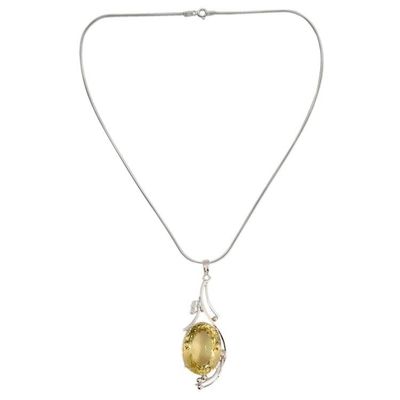 Alternate image for Lemon quartz floral necklace Sweet Nectar