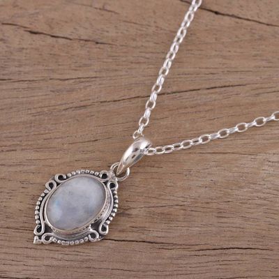 Alternate image for Rainbow Moonstone and Sterling Silver Pendant Necklace Divine Allure