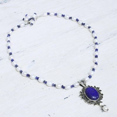 Alternate image for Womens Jewelry Sterling Silver Lapis Lazuli and Pearls Ethereal