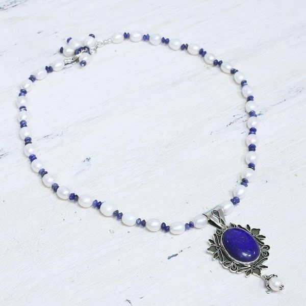 Alternate image for Womens Jewelry Sterling Silver Lapis Lazuli and Pearls Ethereal
