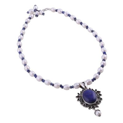 Alternate image for Womens Jewelry Sterling Silver Lapis Lazuli and Pearls Ethereal