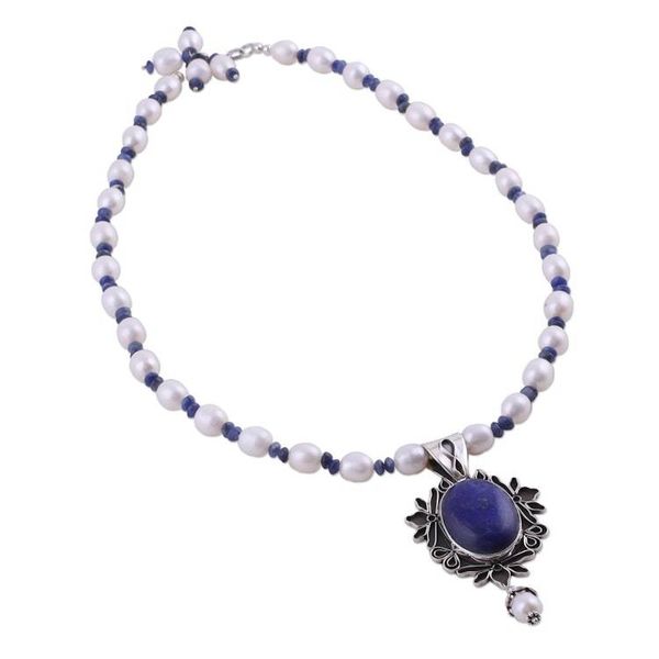 Alternate image for Womens Jewelry Sterling Silver Lapis Lazuli and Pearls Ethereal