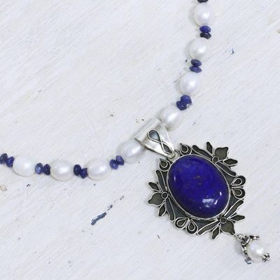 Alternate image for Womens Jewelry Sterling Silver Lapis Lazuli and Pearls Ethereal