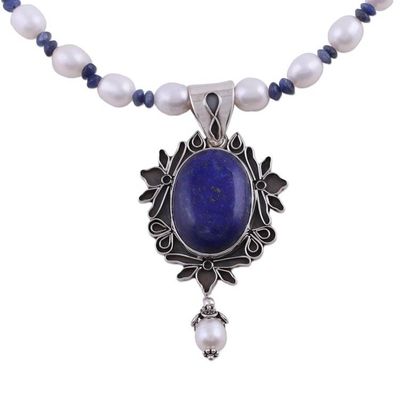 Alternate image for Womens Jewelry Sterling Silver Lapis Lazuli and Pearls Ethereal