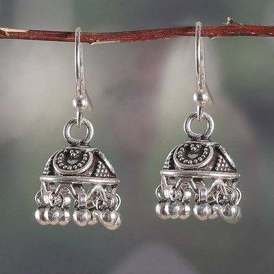Alternate image for Bell-Inspired Jhumki Silver Chandelier Earrings from India Jingling Jhumki