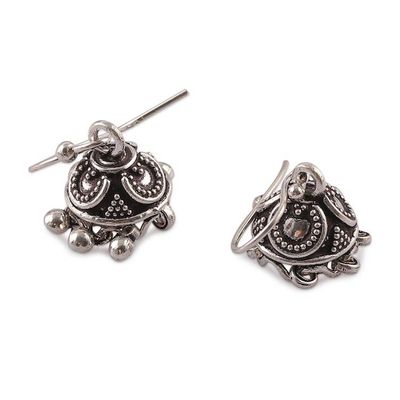 Alternate image for Bell-Inspired Jhumki Silver Chandelier Earrings from India Jingling Jhumki