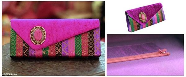 Alternate image for Beaded clutch handbag Fuchsia Festival
