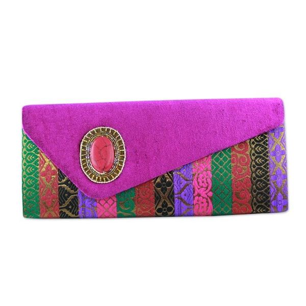 Alternate image for Beaded clutch handbag Fuchsia Festival