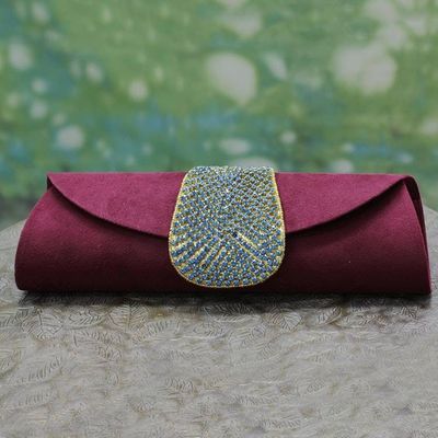Primary image for Embellished Clutch Evening Bag in Burgundy from India Burgundy Starlight