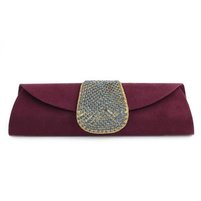 Alternate image for Embellished Clutch Evening Bag in Burgundy from India Burgundy Starlight