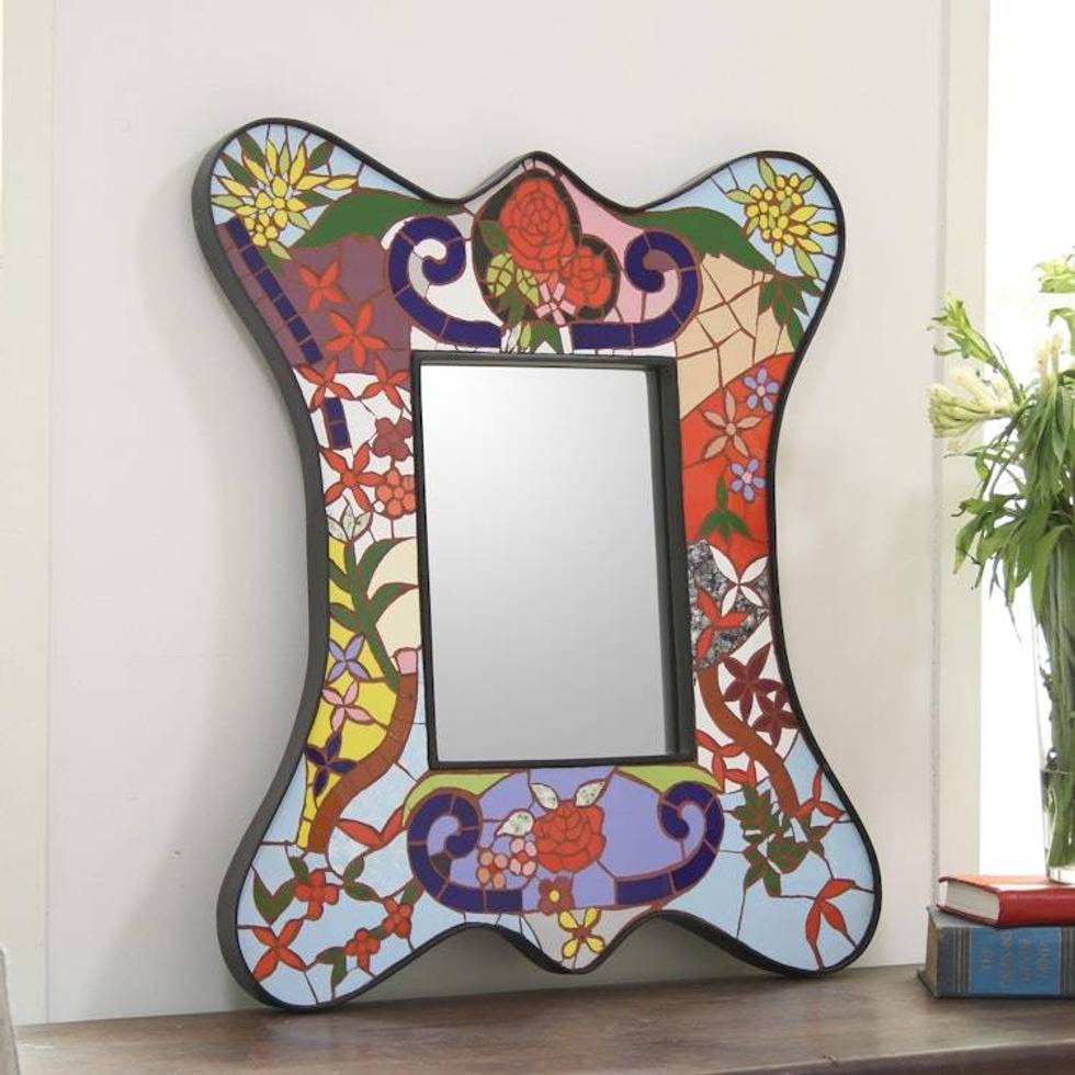 Mosaic mirror 'Rose Garden'