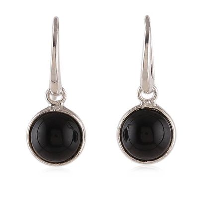 Alternate image for Minimalist Polished Onyx and Sterling Silver Dangle Earrings Enigmatic World