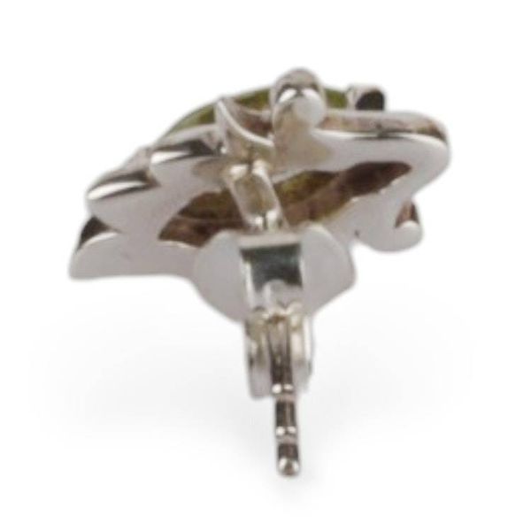 Alternate image for Peridot Silver Button Earrings with Budding Petal Theme Springbud Gleam