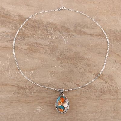 Alternate image for Sterling Silver and Oval Composite Turquoise Necklace Royal Oval
