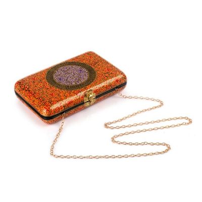 Alternate image for Floral-Themed Wood Papier Mache Sling and Clutch Evening Bag Saffron Hazara