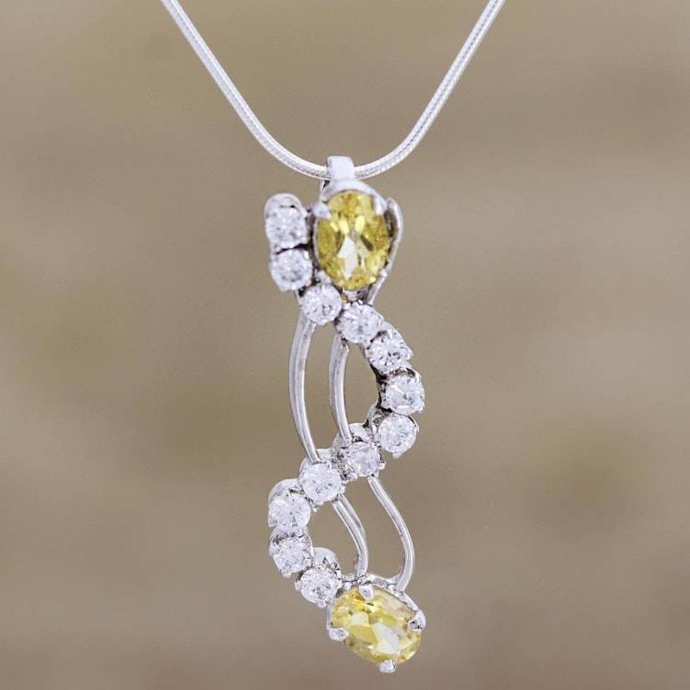 Citrine pendant necklace 'Scintillating'