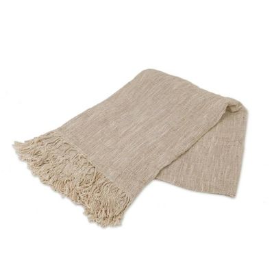 Alternate image for Alabaster Ivory Handwoven Lightweight Cotton Throw from Bali Alabaster Madura