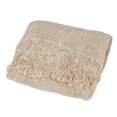 Alternate image for Alabaster Ivory Handwoven Lightweight Cotton Throw from Bali Alabaster Madura