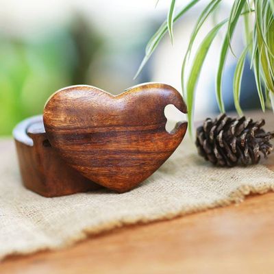 Primary image for Hand Carved Suar Wood Puzzle Heart Box from Bali All My Love