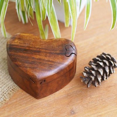 Alternate image for Hand Carved Suar Wood Puzzle Heart Box from Bali All My Love