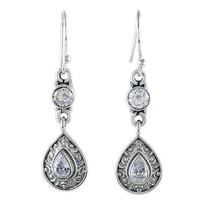 Alternate image for Classic Sterling Silver and Cubic Zirconia Dangle Earrings Sparkling Tears
